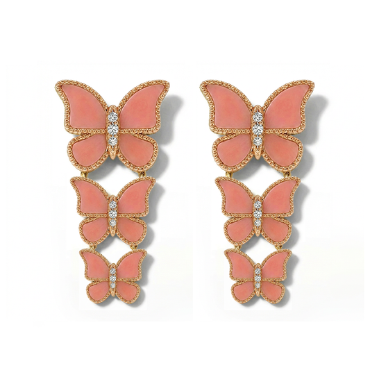 Butterfly Long Earring Pink Coral
