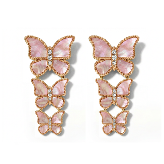 Butterfly Long Earring MOP Pink