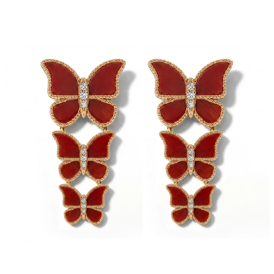 Butterfly Long Earring Red Coral