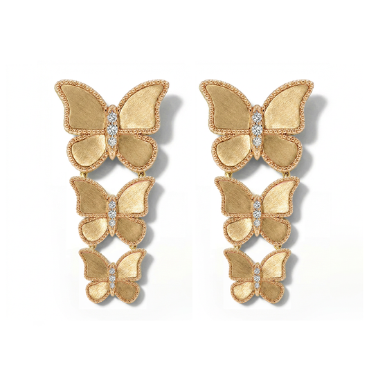 Butterfly Long Earring Brushed Gold