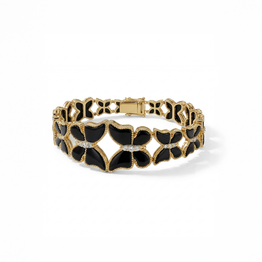 Butterfly Hand Cuff Black Onyx Large