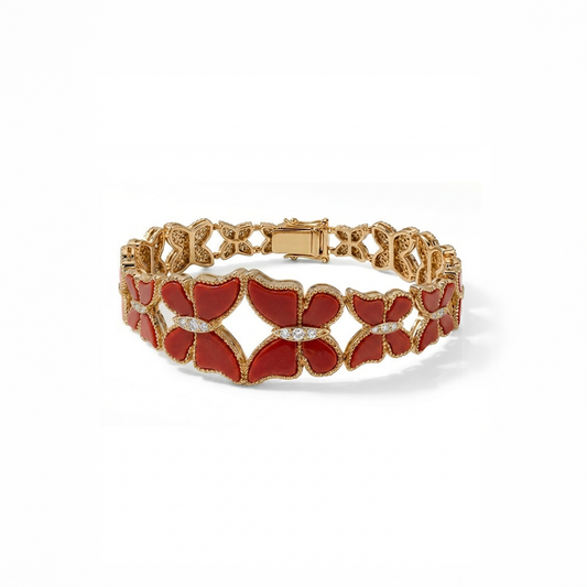Butterfly Hand Cuff Red Coral Large