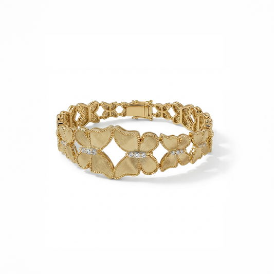 Butterfly Hand Cuff Brushed Gold Large
