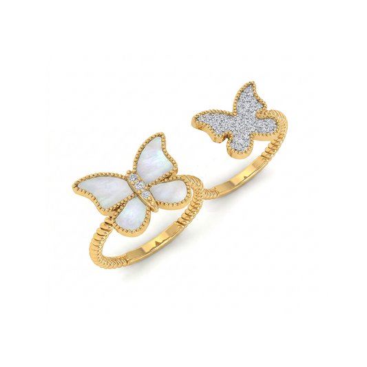 Butterfly Double Finger Ring MOP