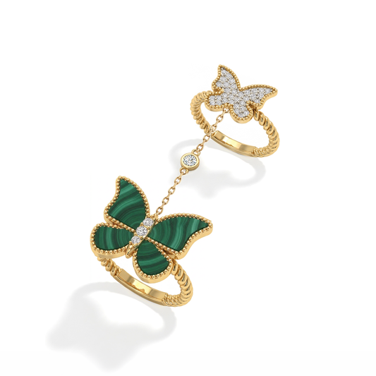 Butterfly Double Ring Malachite