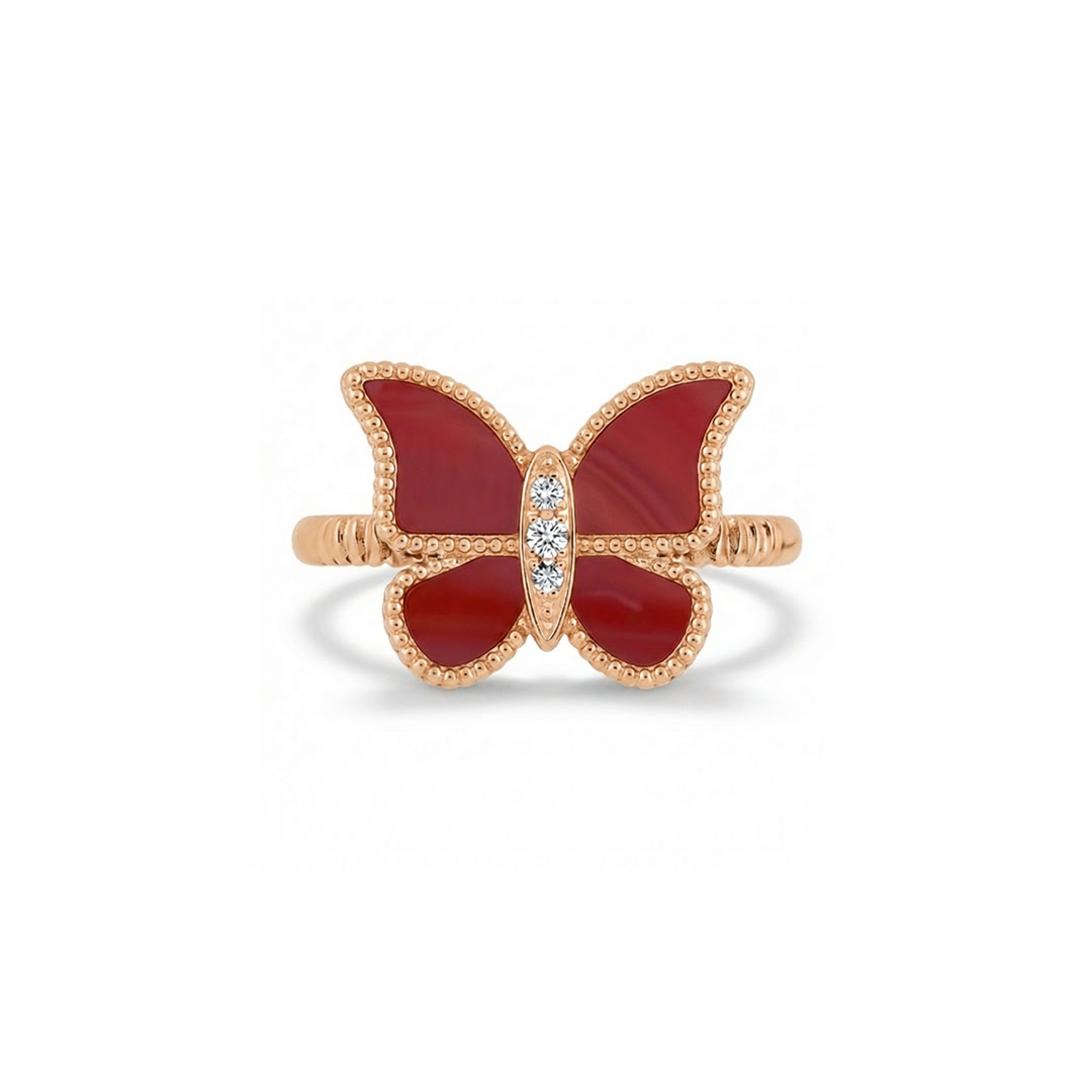Butterfly Ring Red Coral Small