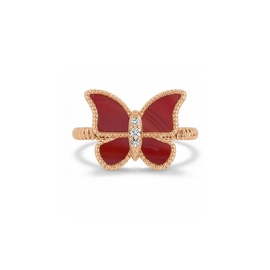 Butterfly Ring Red Coral Small