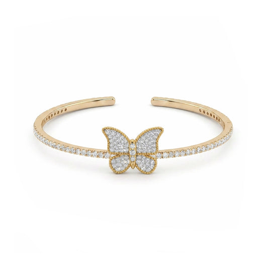 Butterfly Hand Bangle Pave Gold Small