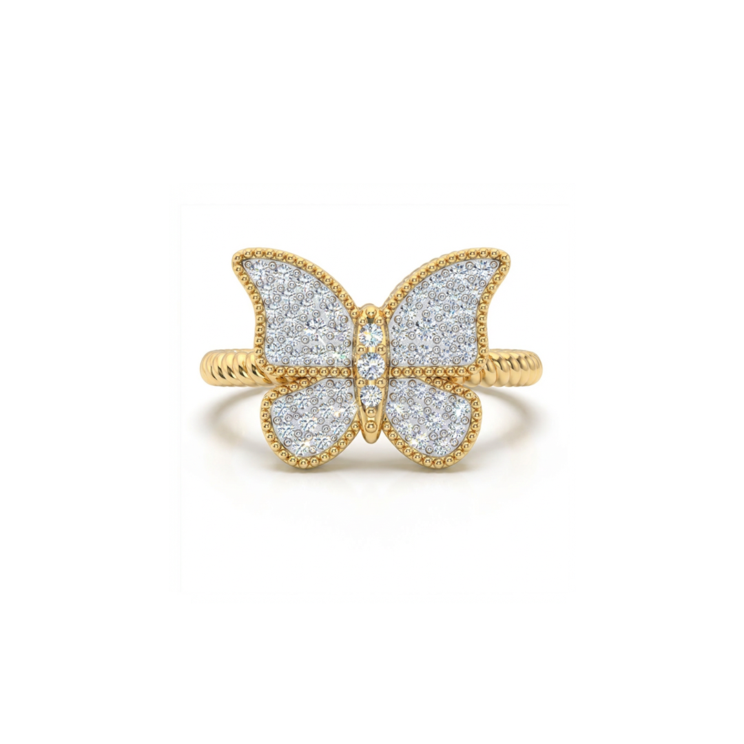 Butterfly Ring Pave Gold Small