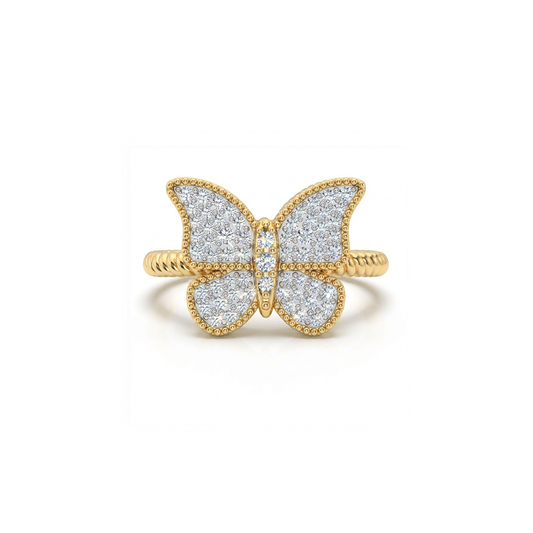Butterfly Ring Pave Gold Small