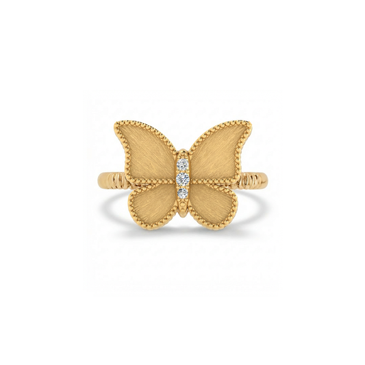 Butterfly Ring Brushed Gold Small