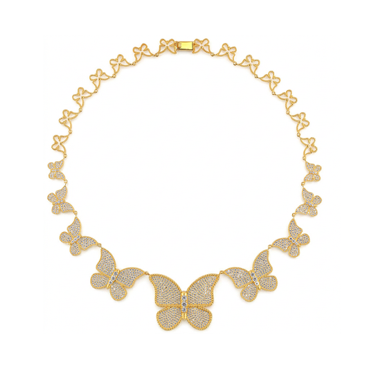 Pave half set circle Butterfly Necklace