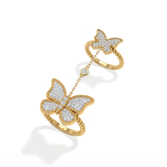 Butterfly Double Ring Pave