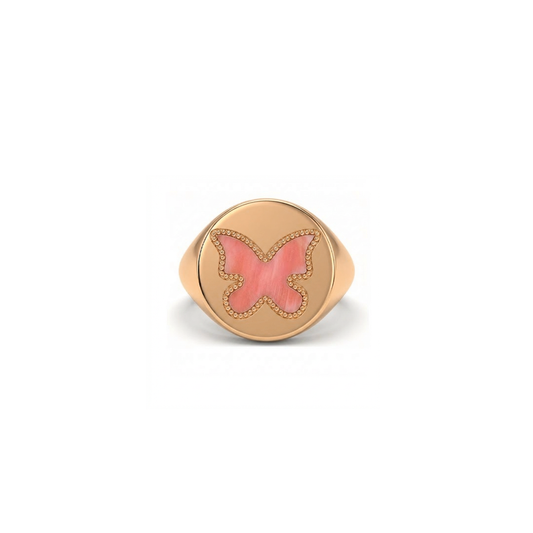 Butterfly Ring Pink Coral Signet