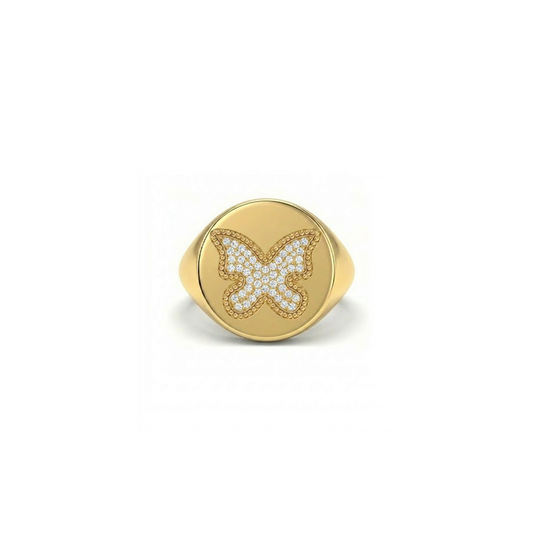 Butterfly Ring Pave Signet