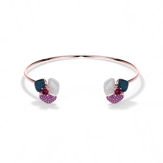 Bloom Small  Pink Gold bangle in purple, Blue and White
