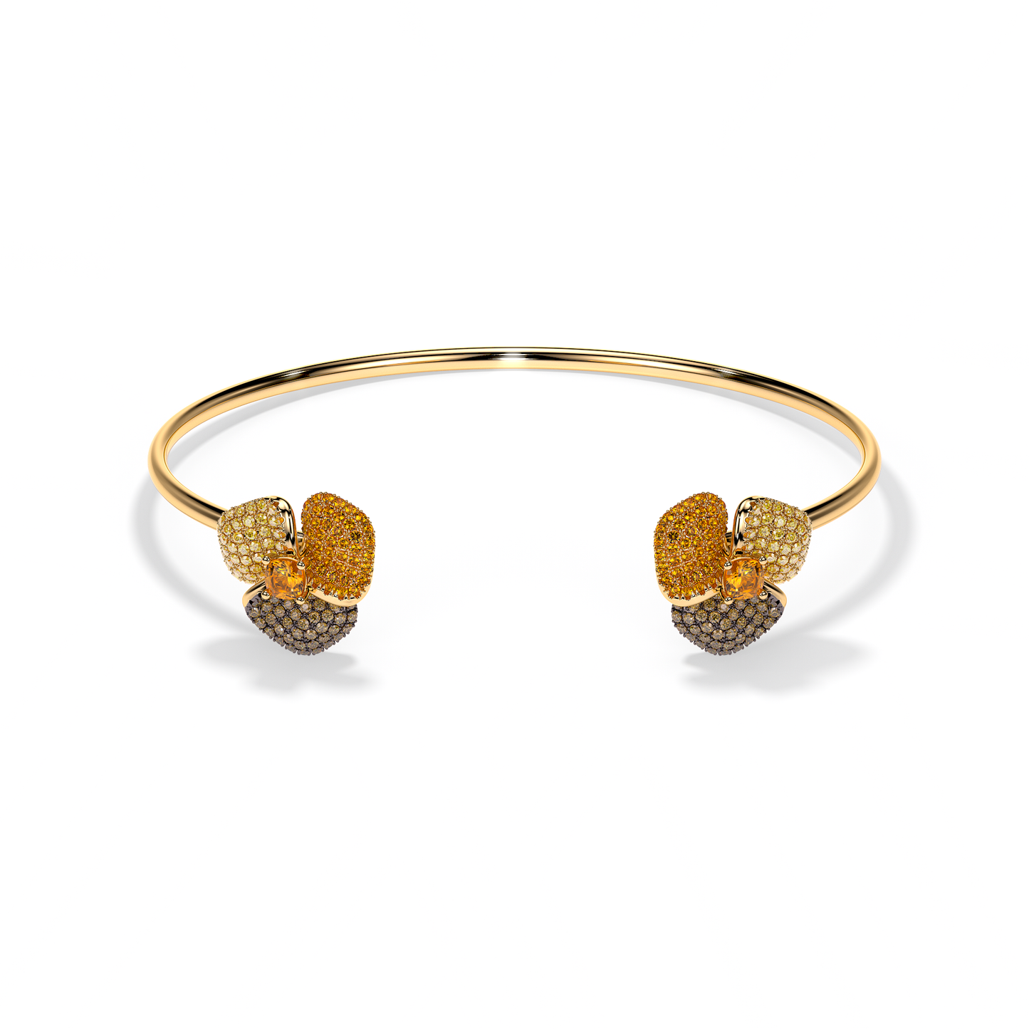 Bloom Small Yellow Gold  bangle In Brown & Orange