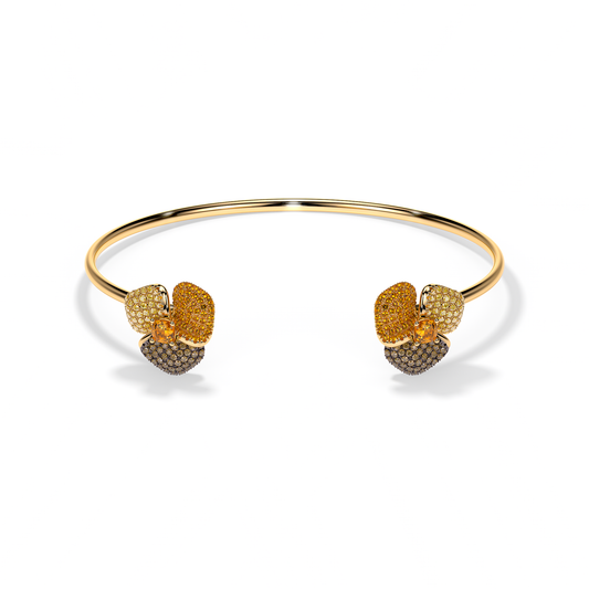 Bloom Small Yellow Gold  bangle In Brown & Orange