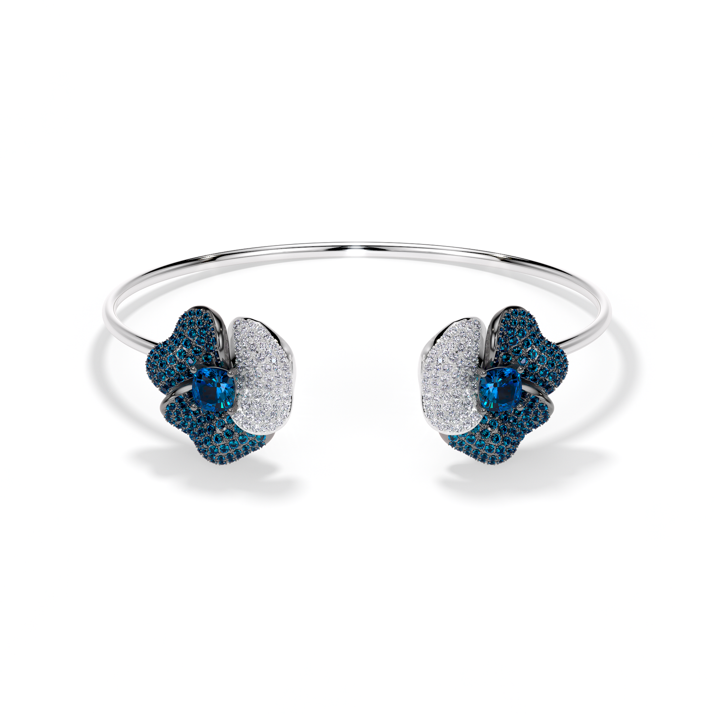 Bloom Medium White Gold bangle in Blue and White