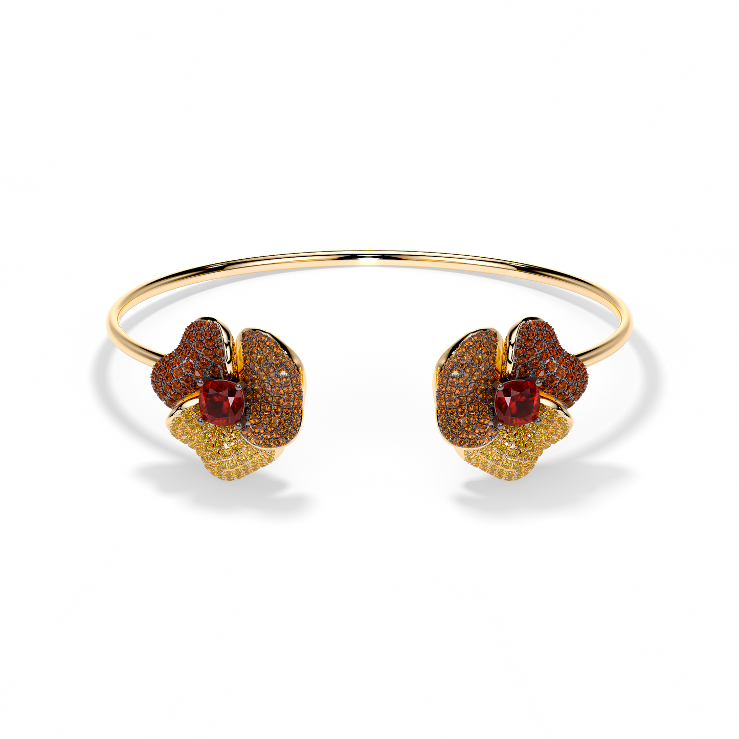 Bloom Medium Yellow Gold bangle In Yellow, Orange  And Red
