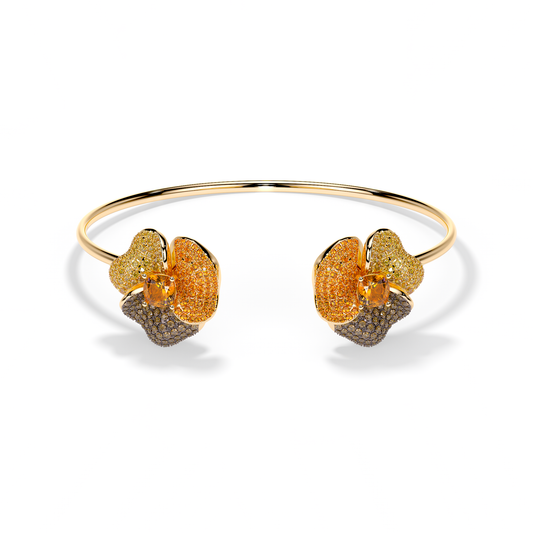 Bloom Madium Yellow Gold  bangle In Brown & Orange