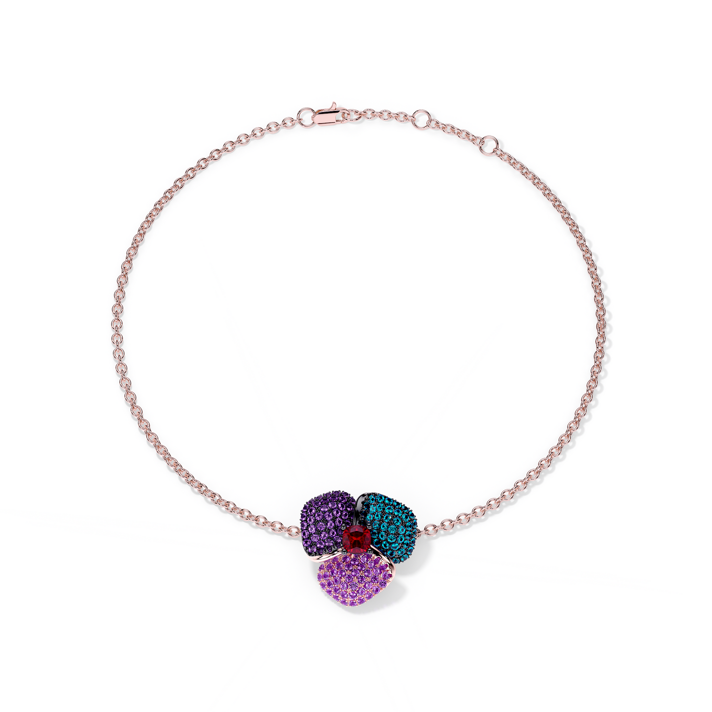 Bloom Small Pink Gold bracelet in Blue, Purple and Red