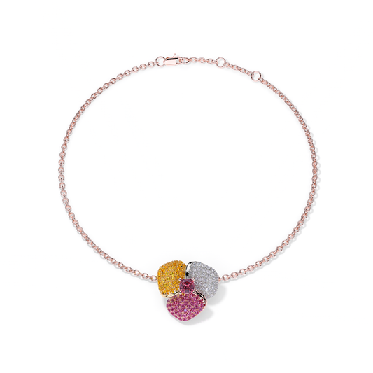 Bloom Small Pink Gold bracelet in Dark Pink , Orange Sapphire and White