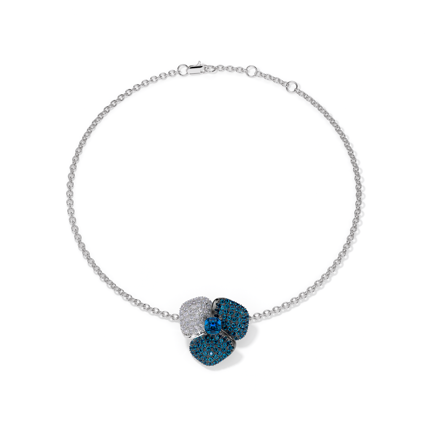 Bloom Small White Gold bracelet in Blue and White
