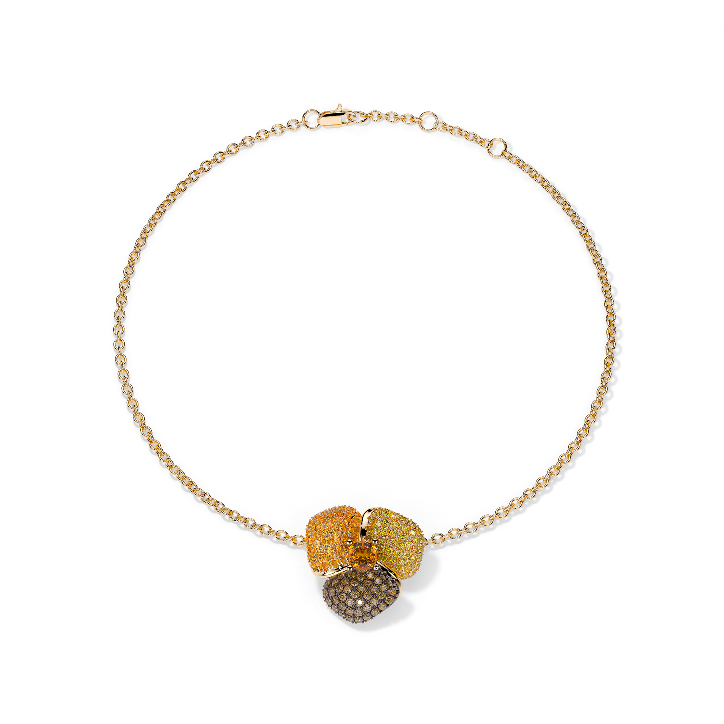 Bloom Small Yellow Gold bracelet In Brown & Orange