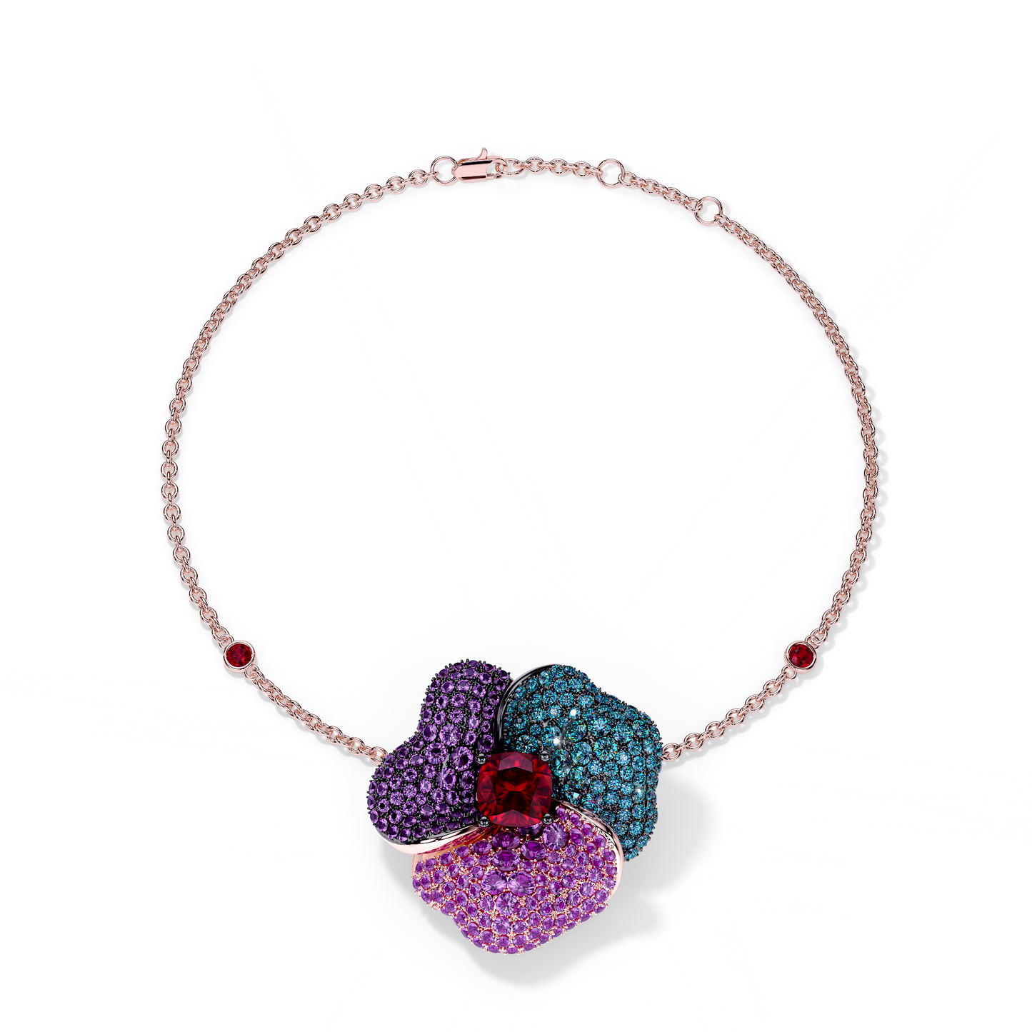 Bloom Large Pink Gold bracelet in Blue, Purple and Red