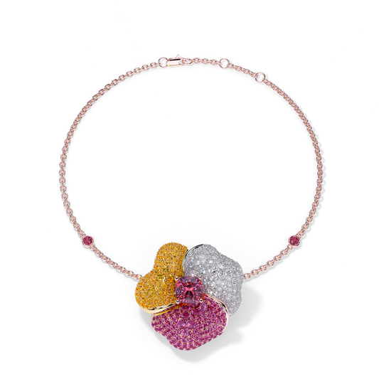 Bloom Large Pink Gold bracelet in Dark Pink , Orange Sapphire and White