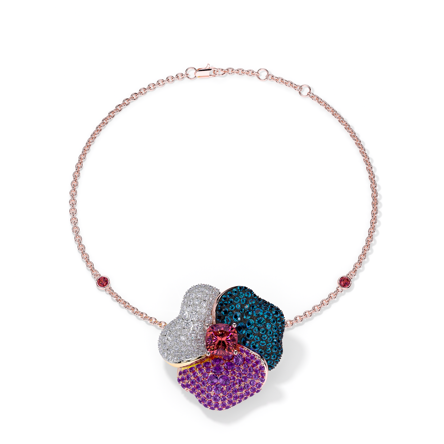 Bloom Large Pink Gold bracelet in purple, Blue and White