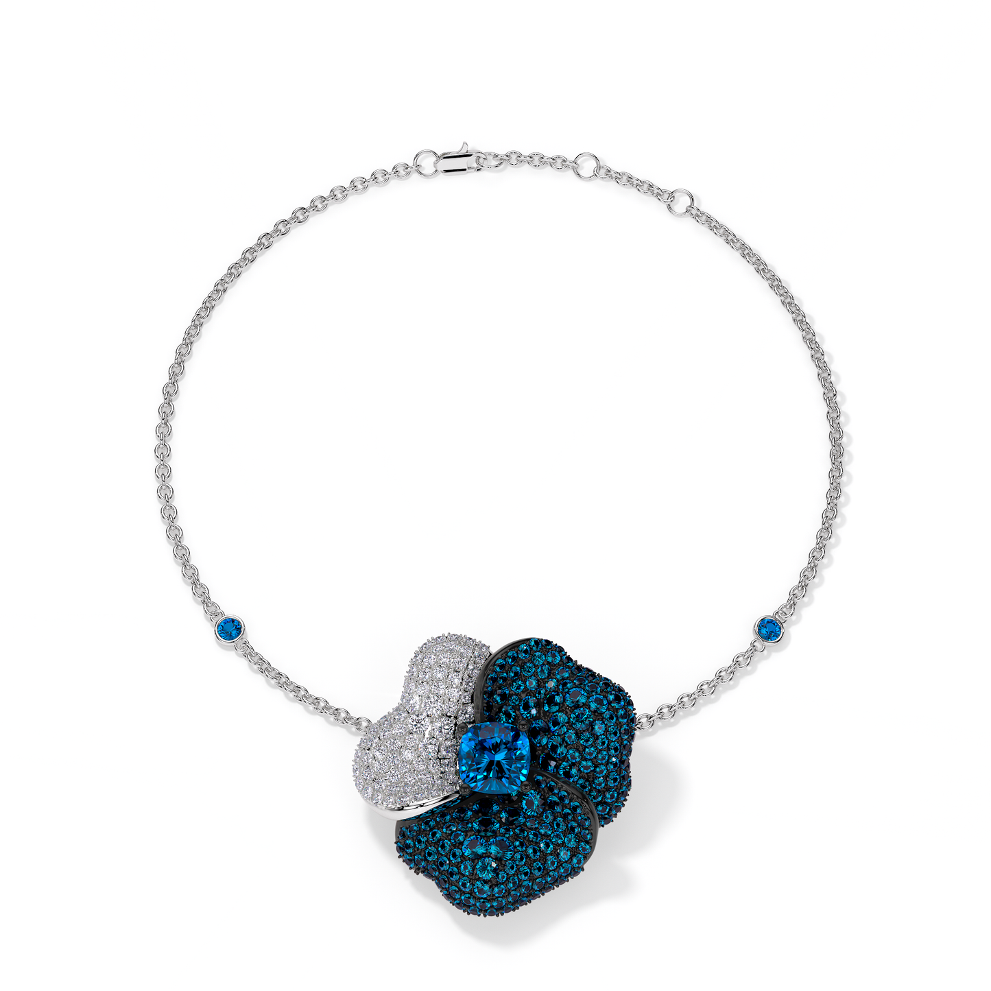 Bloom Large White Gold bracelet in Blue and White