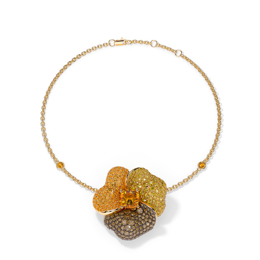 Bloom Large Yellow Gold bracelet In Brown & Orange