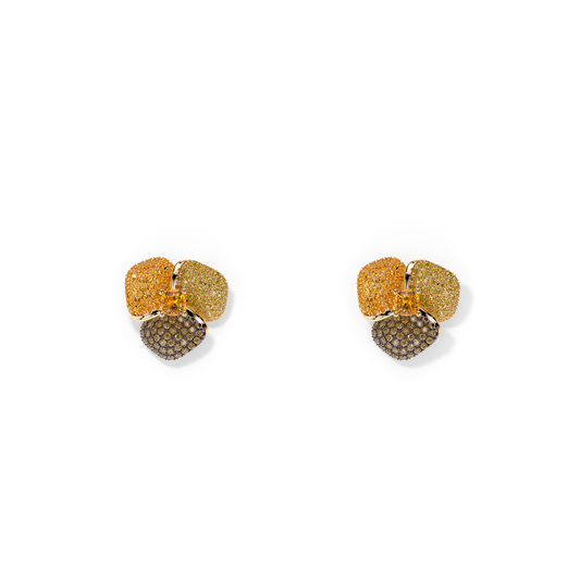 Bloom Small Yellow Gold  earrings In Brown & Orange