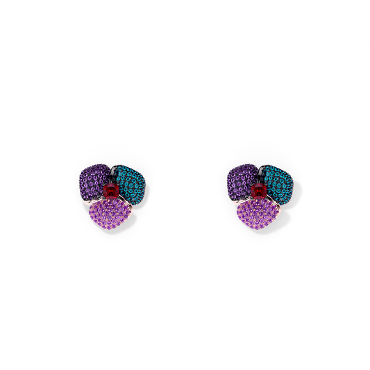 Bloom Small Pink Gold earrings in Blue, Purple and Red