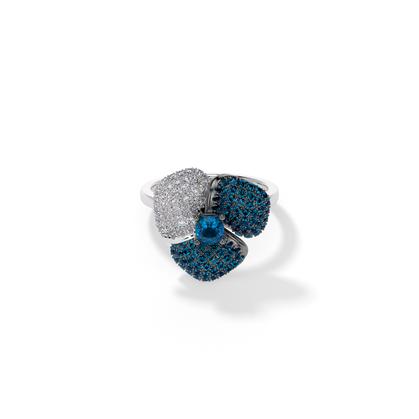Bloom Small White Gold ring in Blue and White