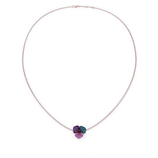 Bloom Small  Pink Gold necklace in Blue, Purple and Red