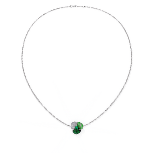Bloom Small White Gold necklace In Dark Green &Light Green
