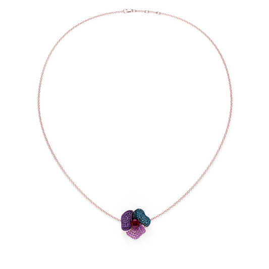 Bloom Medium  Pink Gold necklace in Blue, Purple and Red