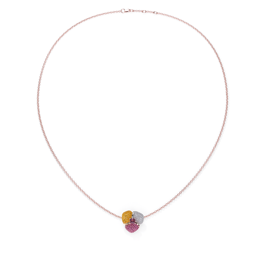 Bloom Small Pink Gold necklace in Dark Pink , Orange Sapphire and White