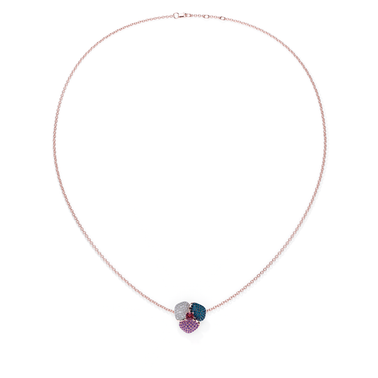 Bloom Small Pink Gold necklace in purple, Blue and White