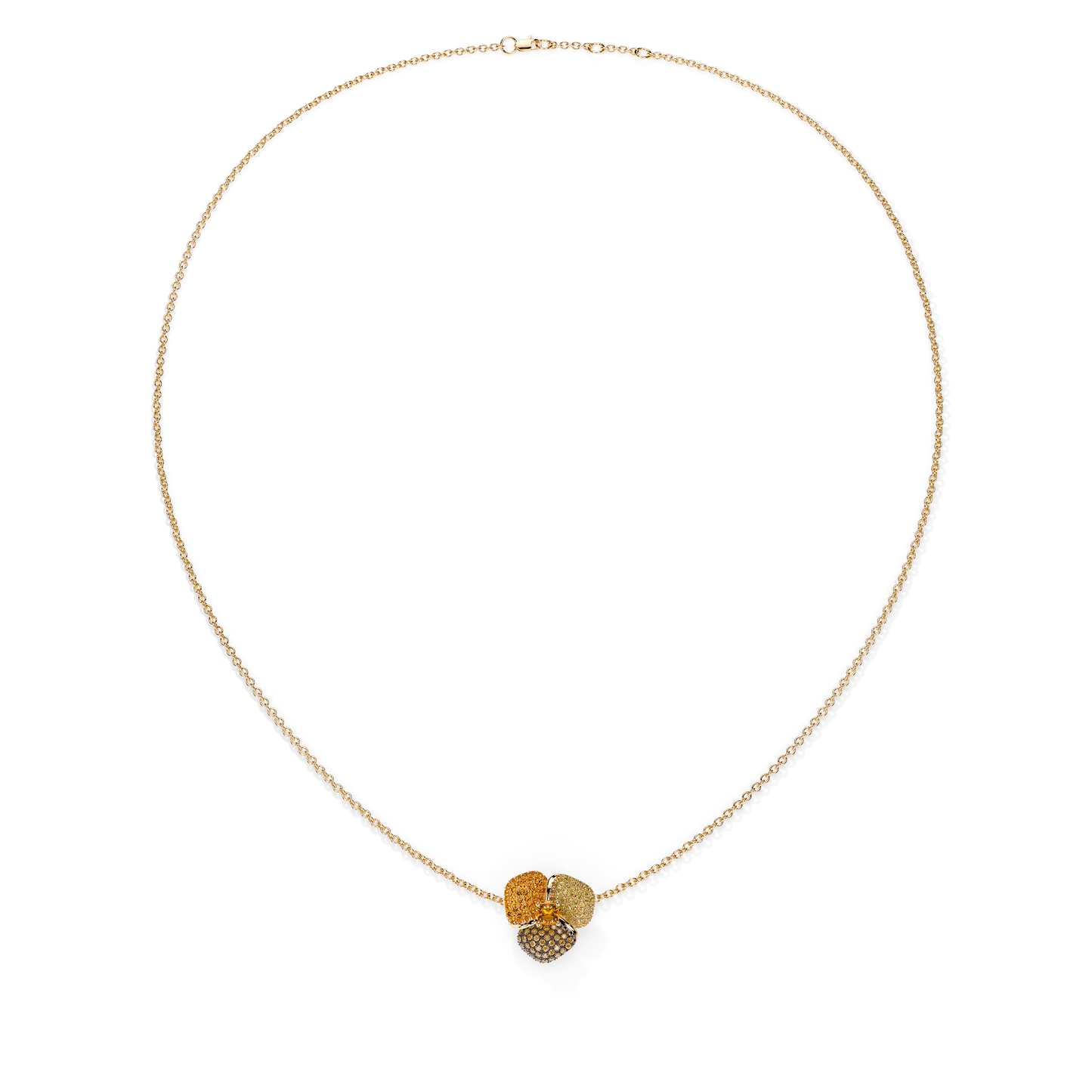 Bloom Small Yellow Gold necklace In Brown & Orange