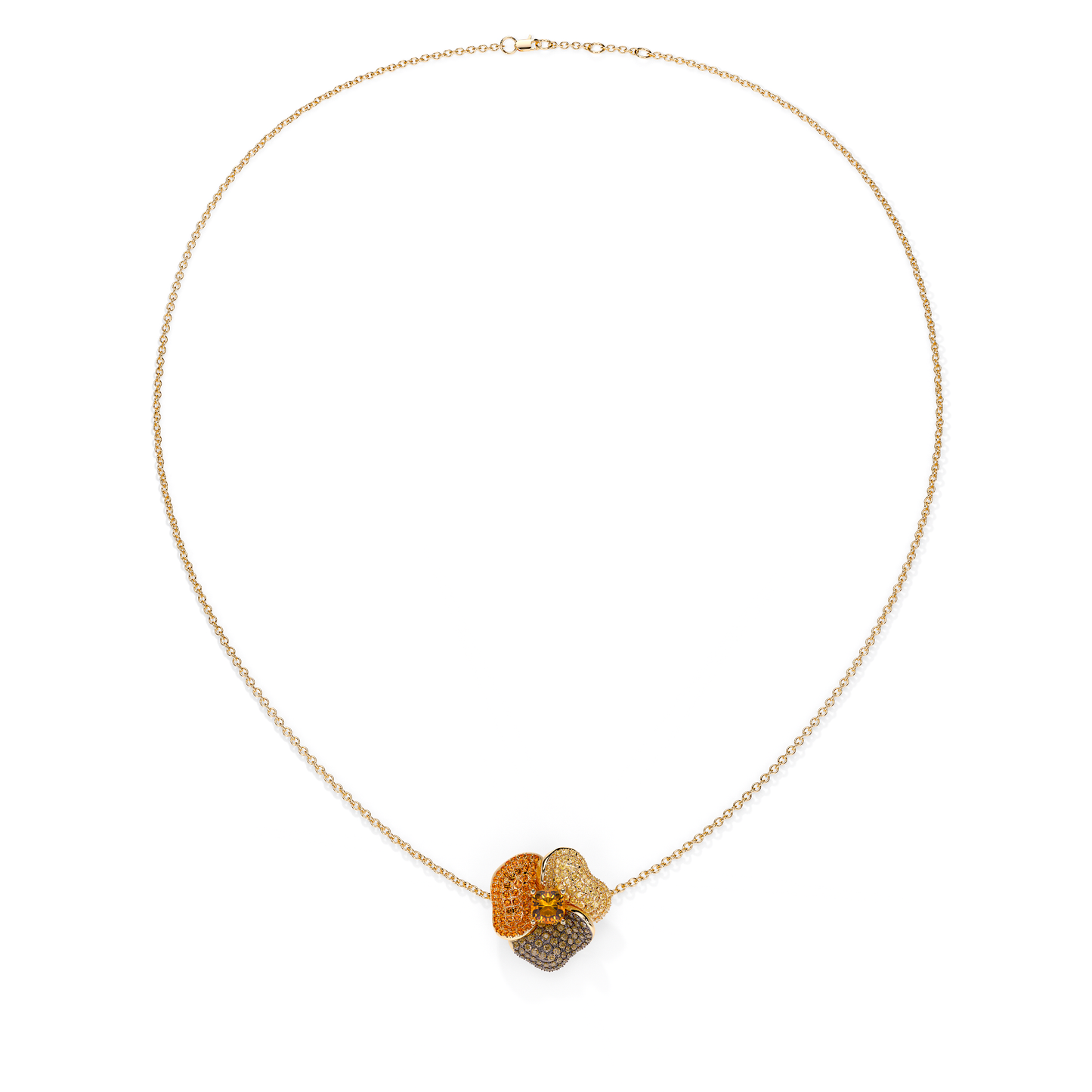 Bloom Medium Yellow Gold necklace In Brown & Orange