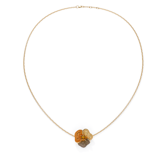 Bloom Medium Yellow Gold necklace In Brown & Orange