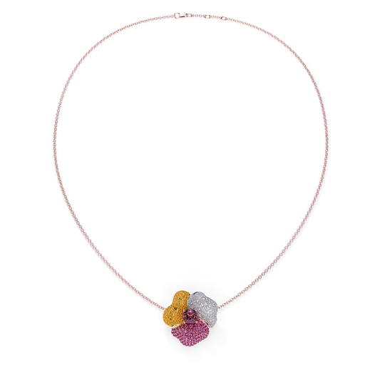 Bloom Large Pink Gold necklace in Dark Pink , Orange Sapphire and White