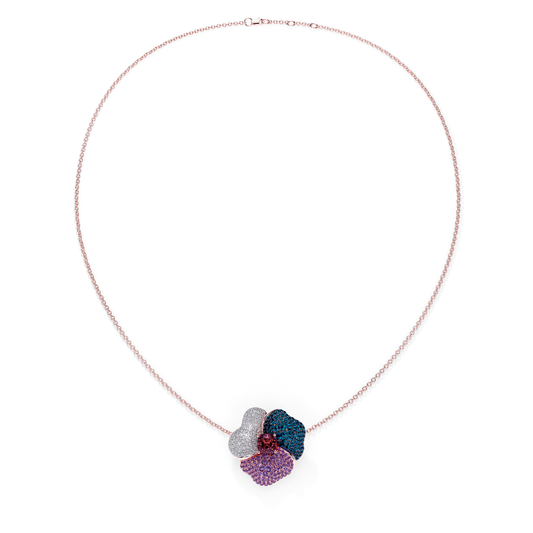 Bloom Large Pink Gold necklace in purple, Blue and White