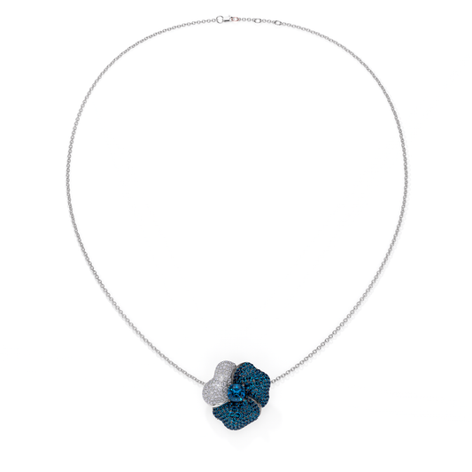 Bloom Large White Gold necklace in Blue and White