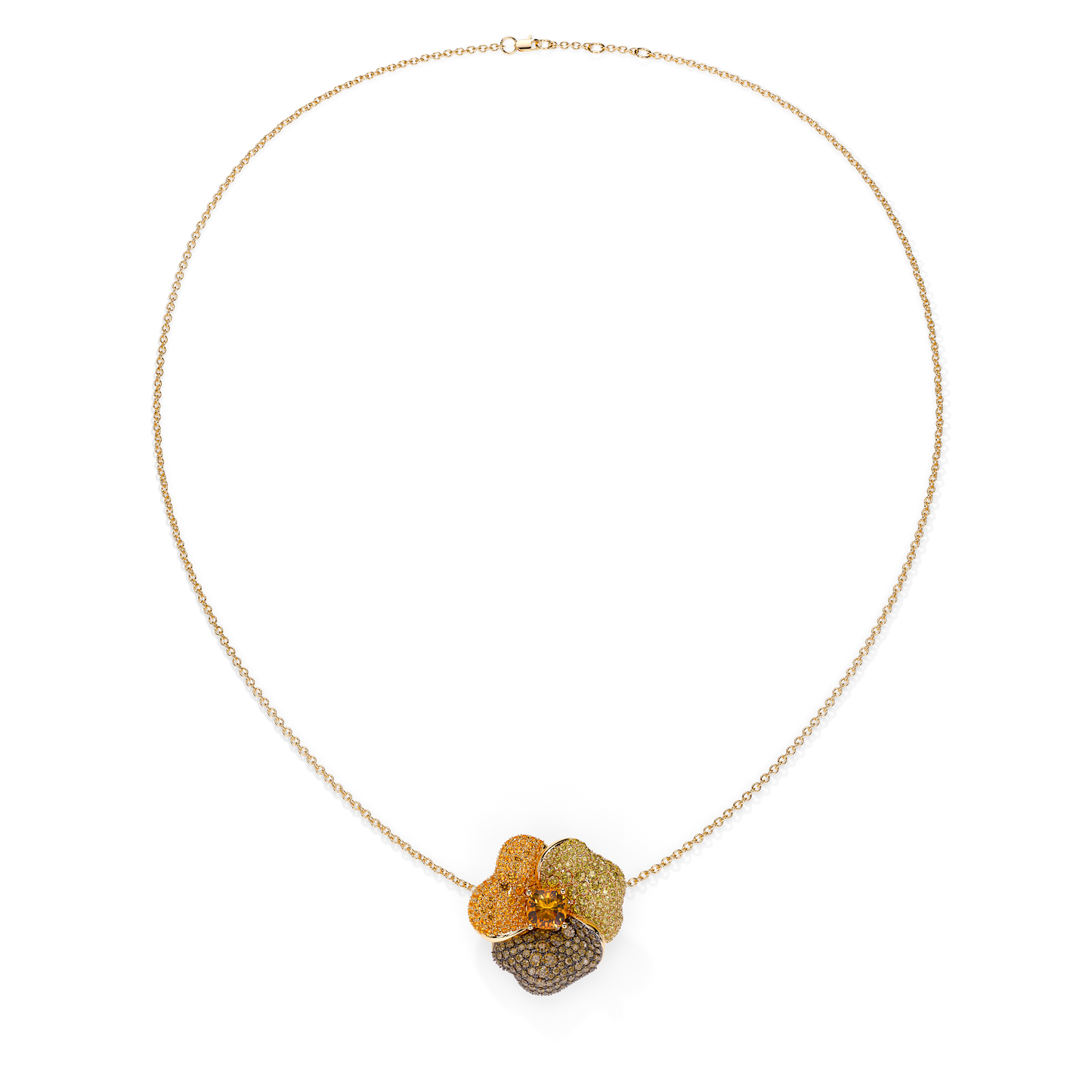 Bloom Large Yellow Gold necklace In Brown & Orange