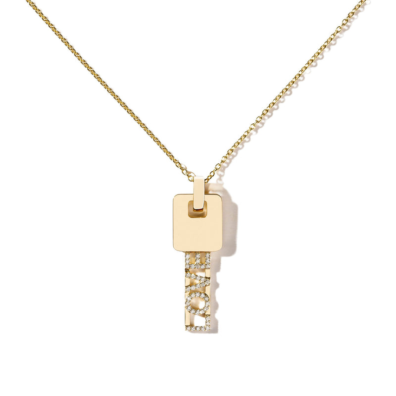 K005 White Gold Key Necklace with Diamonds - Golden Eye Jewellery Jewelry  Shop Alanya